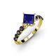2 - Alicia Princess Cut Lab Created Blue Sapphire and Black Diamond Engagement Ring 