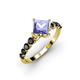 2 - Alicia Princess Cut Tanzanite and Black Diamond Engagement Ring 