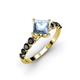 2 - Alicia Princess Cut Aquamarine and Black Diamond Engagement Ring 