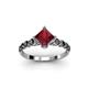 3 - Alicia Princess Cut Lab Created Ruby and Black Diamond Engagement Ring 