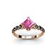 3 - Alicia Princess Cut Lab Created Pink Sapphire and Black Diamond Engagement Ring 