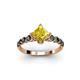 3 - Alicia Princess Cut Lab Created Yellow Sapphire and Black Diamond Engagement Ring 