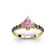 3 - Alicia Princess Cut Pink Tourmaline and Black Diamond Engagement Ring 