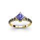 3 - Alicia Princess Cut Tanzanite and Black Diamond Engagement Ring 