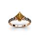 3 - Alicia Princess Cut Citrine and Black Diamond Engagement Ring 