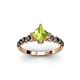 3 - Alicia Princess Cut Peridot and Black Diamond Engagement Ring 