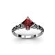 3 - Alicia Princess Cut Red Garnet and Black Diamond Engagement Ring 