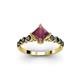 3 - Alicia Princess Cut Rhodolite Garnet and Black Diamond Engagement Ring 