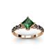 3 - Alicia Princess Cut Lab Created Emerald and Black Diamond Engagement Ring 