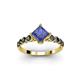 3 - Alicia Square Cut Iolite and Black Diamond Engagement Ring 