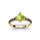 3 - Alicia Princess Cut Peridot and Black Diamond Engagement Ring 