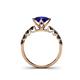 4 - Alicia Princess Cut Lab Created Blue Sapphire and Black Diamond Engagement Ring 