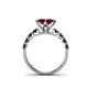 4 - Alicia Princess Cut Lab Created Ruby and Black Diamond Engagement Ring 