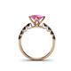 4 - Alicia Princess Cut Lab Created Pink Sapphire and Black Diamond Engagement Ring 