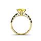 4 - Alicia Princess Cut Lab Created Yellow Sapphire and Black Diamond Engagement Ring 
