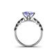 4 - Alicia Princess Cut Tanzanite and Black Diamond Engagement Ring 