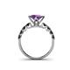 4 - Alicia Princess Cut Amethyst and Black Diamond Engagement Ring 