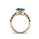 4 - Alicia Princess Cut Blue Topaz and Black Diamond Engagement Ring 