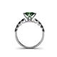 4 - Alicia Princess Cut Lab Created Emerald and Black Diamond Engagement Ring 