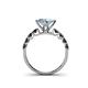 4 - Alicia Princess Cut Aquamarine and Black Diamond Engagement Ring 