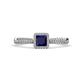1 - Emily Classic 5.50 mm Princess Cut Blue Sapphire and Round Diamond Micro Pave Tapered Shank Halo Engagement Ring 