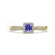 1 - Emily Classic 5.50 mm Princess Cut Tanzanite and Round Diamond Micro Pave Tapered Shank Halo Engagement Ring 
