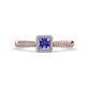 1 - Emily Classic 5.50 mm Princess Cut Tanzanite and Round Diamond Micro Pave Tapered Shank Halo Engagement Ring 