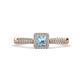 1 - Emily Classic 5.50 mm Princess Cut Aquamarine and Round Diamond Micro Pave Tapered Shank Halo Engagement Ring 