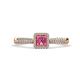 1 - Emily Classic 5.50 mm Princess Cut Pink Tourmaline and Round Diamond Micro Pave Tapered Shank Halo Engagement Ring 