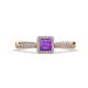 1 - Emily Classic 5.50 mm Princess Cut Amethyst and Round Diamond Micro Pave Tapered Shank Halo Engagement Ring 