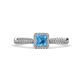 1 - Emily Classic 5.50 mm Princess Cut Blue Topaz and Round Diamond Micro Pave Tapered Shank Halo Engagement Ring 