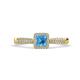 1 - Emily Classic 5.50 mm Princess Cut Blue Topaz and Round Diamond Micro Pave Tapered Shank Halo Engagement Ring 