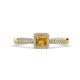 1 - Emily Classic 5.50 mm Princess Cut Citrine and Round Diamond Micro Pave Tapered Shank Halo Engagement Ring 