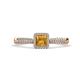 1 - Emily Classic 5.50 mm Princess Cut Citrine and Round Diamond Micro Pave Tapered Shank Halo Engagement Ring 