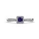1 - Emily Classic 5.50 mm Princess Cut Iolite and Round Diamond Micro Pave Tapered Shank Halo Engagement Ring 