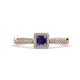 1 - Emily Classic 5.50 mm Princess Cut Iolite and Round Diamond Micro Pave Tapered Shank Halo Engagement Ring 