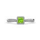 1 - Emily Classic 5.50 mm Princess Cut Peridot and Round Diamond Micro Pave Tapered Shank Halo Engagement Ring 
