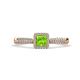 1 - Emily Classic 5.50 mm Princess Cut Peridot and Round Diamond Micro Pave Tapered Shank Halo Engagement Ring 