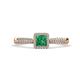1 - Emily Classic 5.50 mm Princess Cut Emerald and Round Diamond Micro Pave Tapered Shank Halo Engagement Ring 