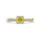 1 - Emily Classic 5.50 mm Princess Cut Lab Created Yellow Sapphire and Round Diamond Micro Pave Tapered Shank Halo Engagement Ring 