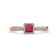 1 - Emily Classic 5.50 mm Princess Cut Ruby and Round Diamond Micro Pave Tapered Shank Halo Engagement Ring 