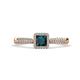 1 - Emily Classic 5.50 mm Princess Cut London Blue Topaz and Round Diamond Micro Pave Tapered Shank Halo Engagement Ring 
