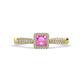 1 - Emily Classic 5.50 mm Princess Cut Lab Created Pink Sapphire and Round Diamond Micro Pave Tapered Shank Halo Engagement Ring 