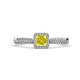 1 - Emily Classic 5.50 mm Princess Cut Yellow Diamond and Round White Diamond Micro Pave Tapered Shank Halo Engagement Ring 