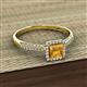 2 - Emily Classic 5.50 mm Princess Cut Citrine and Round Diamond Micro Pave Tapered Shank Halo Engagement Ring 