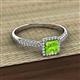 2 - Emily Classic 5.50 mm Princess Cut Peridot and Round Diamond Micro Pave Tapered Shank Halo Engagement Ring 