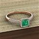 2 - Emily Classic 5.50 mm Princess Cut Emerald and Round Diamond Micro Pave Tapered Shank Halo Engagement Ring 