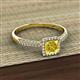 2 - Emily Classic 5.50 mm Princess Cut Lab Created Yellow Sapphire and Round Diamond Micro Pave Tapered Shank Halo Engagement Ring 