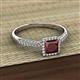 2 - Emily Classic 5.50 mm Princess Cut Red Garnet and Round Diamond Micro Pave Tapered Shank Halo Engagement Ring 