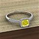 2 - Emily Classic 5.50 mm Princess Cut Yellow Diamond and Round White Diamond Micro Pave Tapered Shank Halo Engagement Ring 